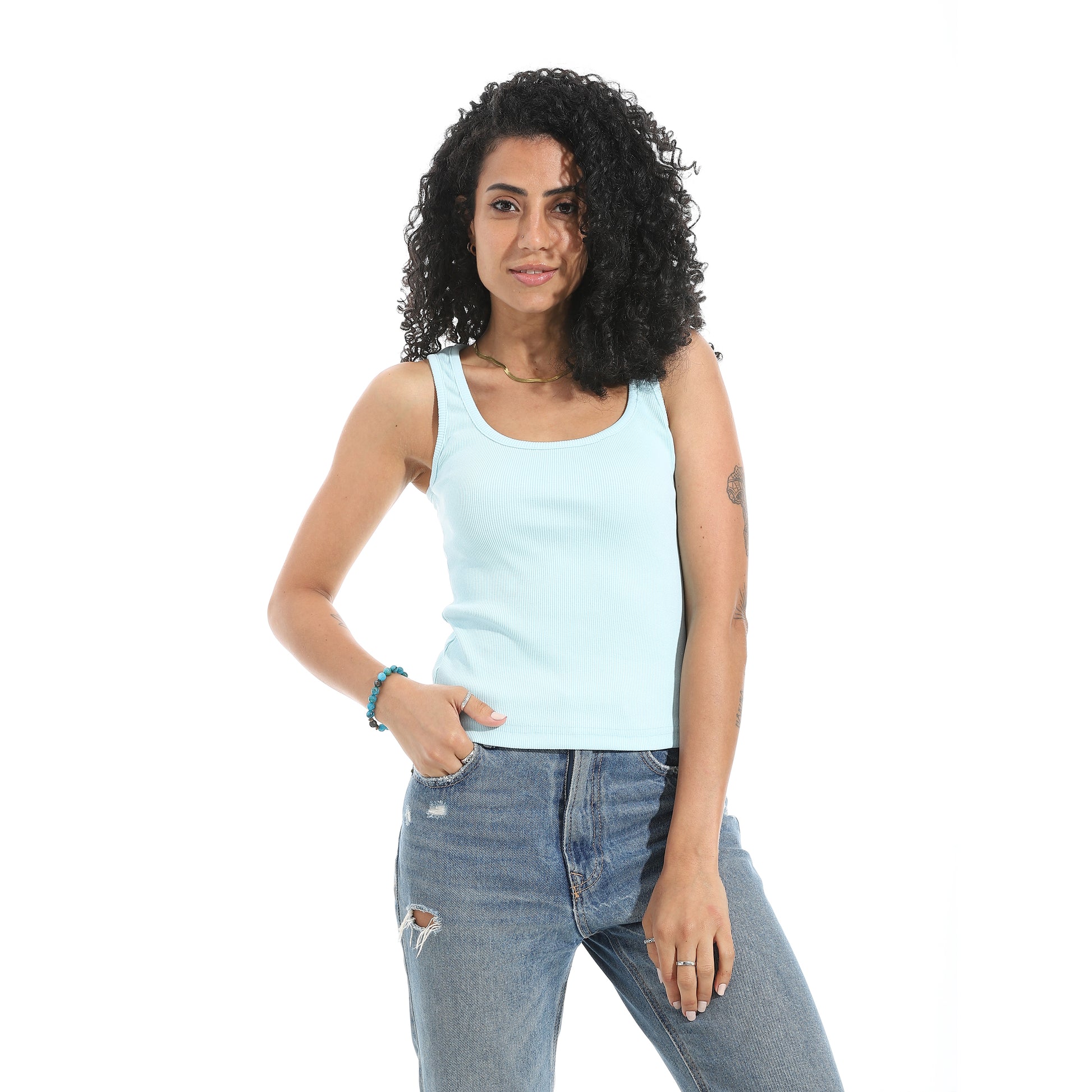 Baby Blue Cut Sleeve Top