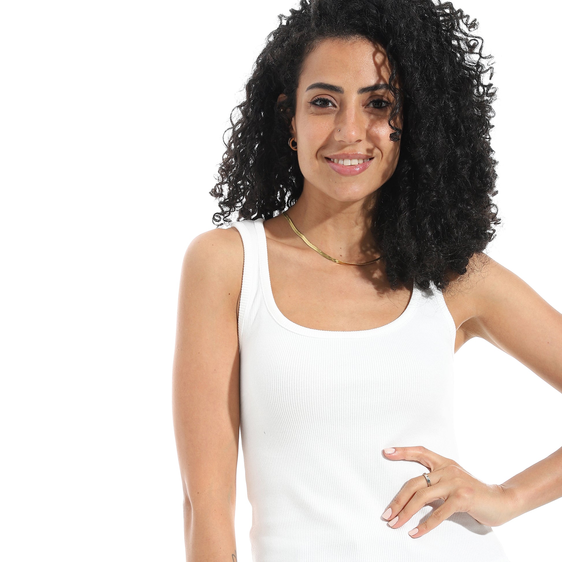 White Cut Sleeve Top