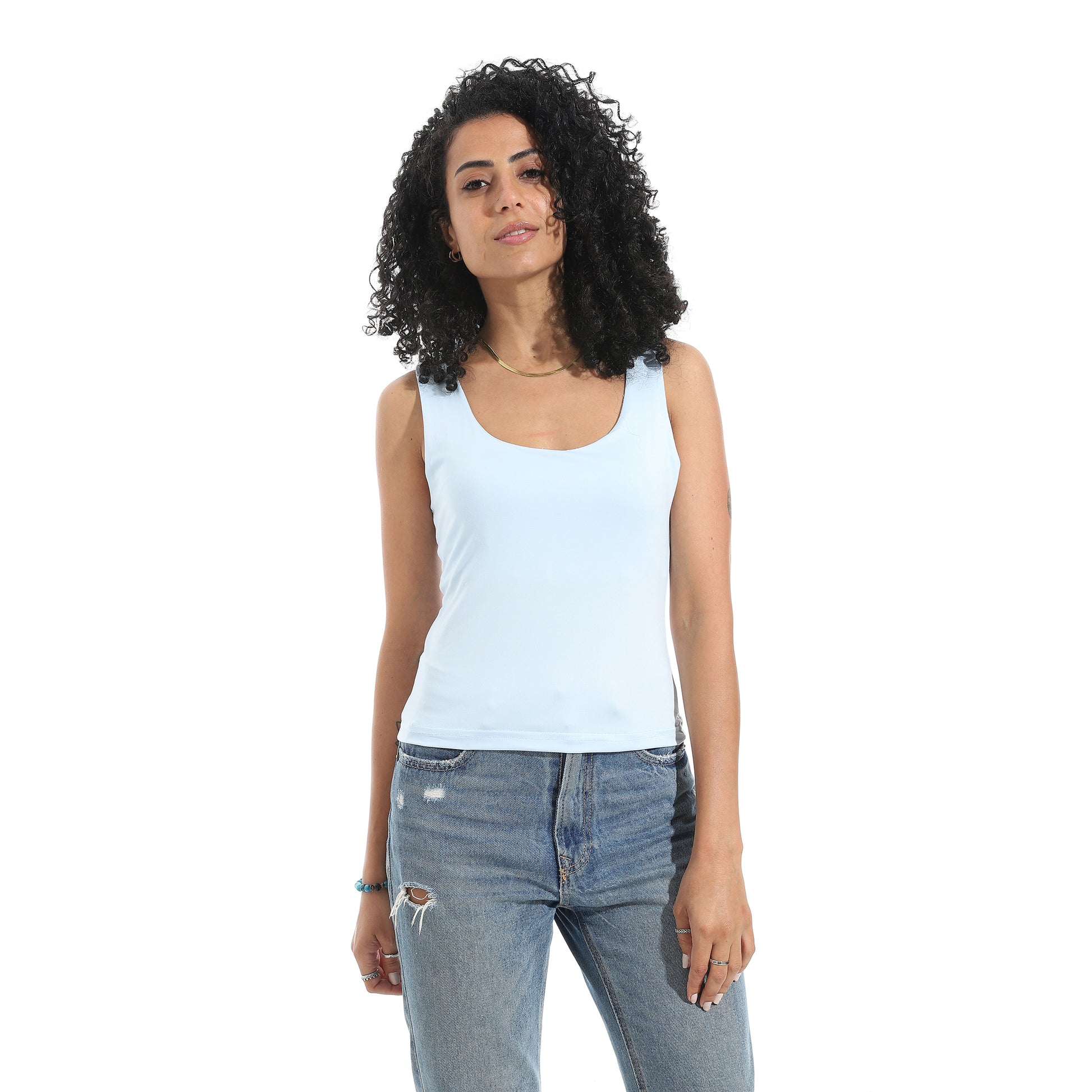 Baby Blue Cut Sleeve Top