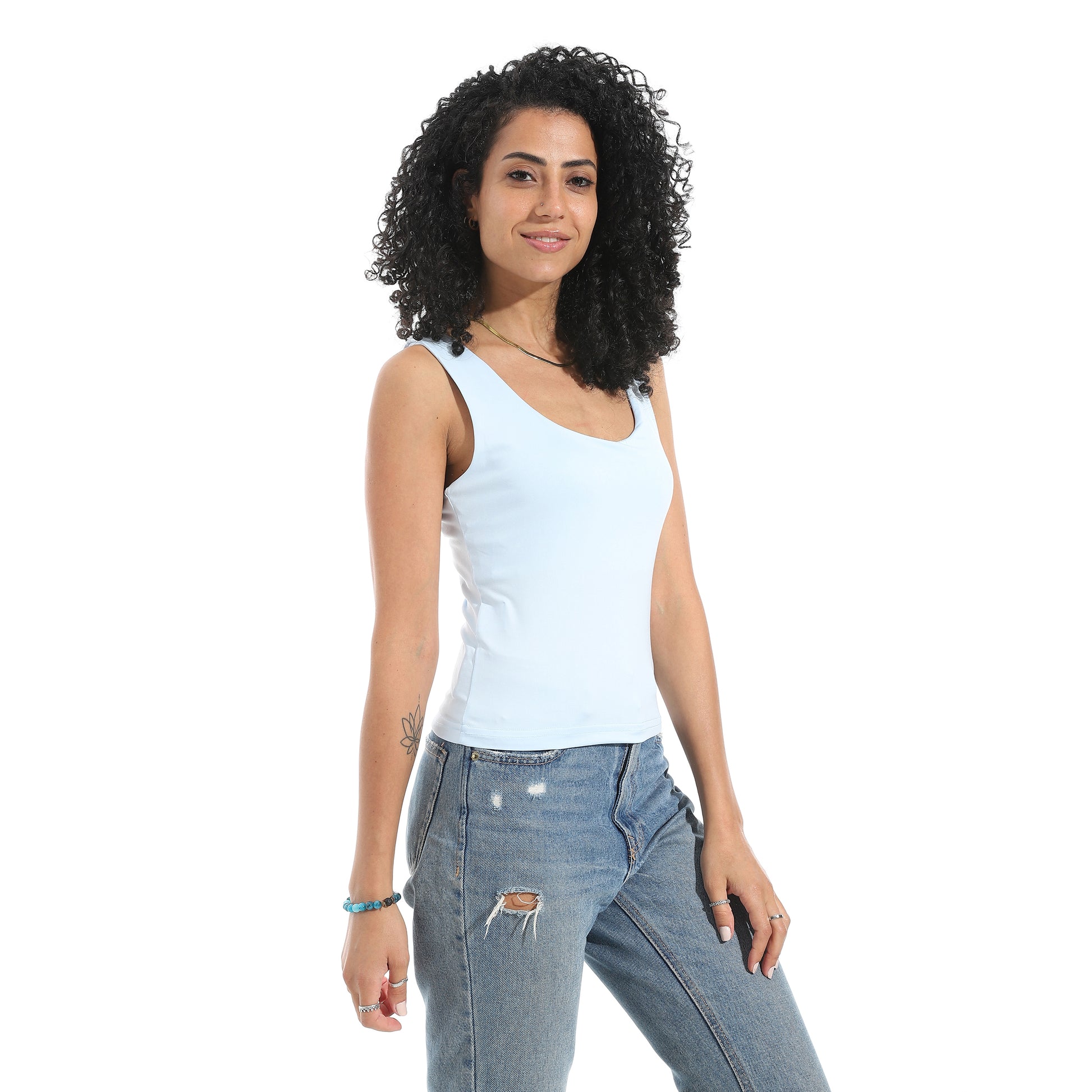 Baby Blue Cut Sleeve Top