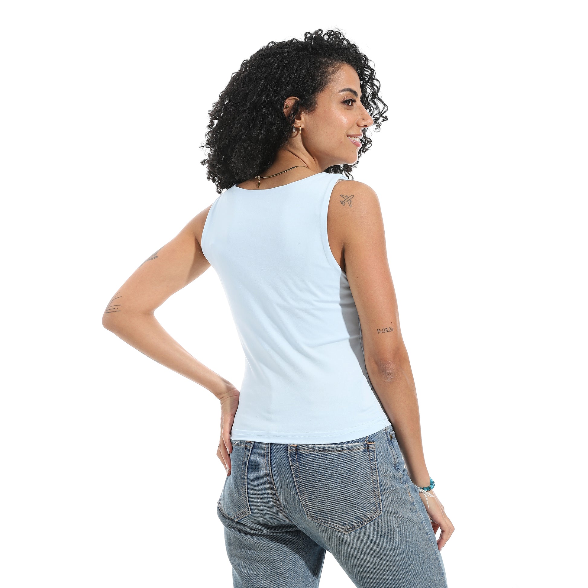 Baby Blue Cut Sleeve Top