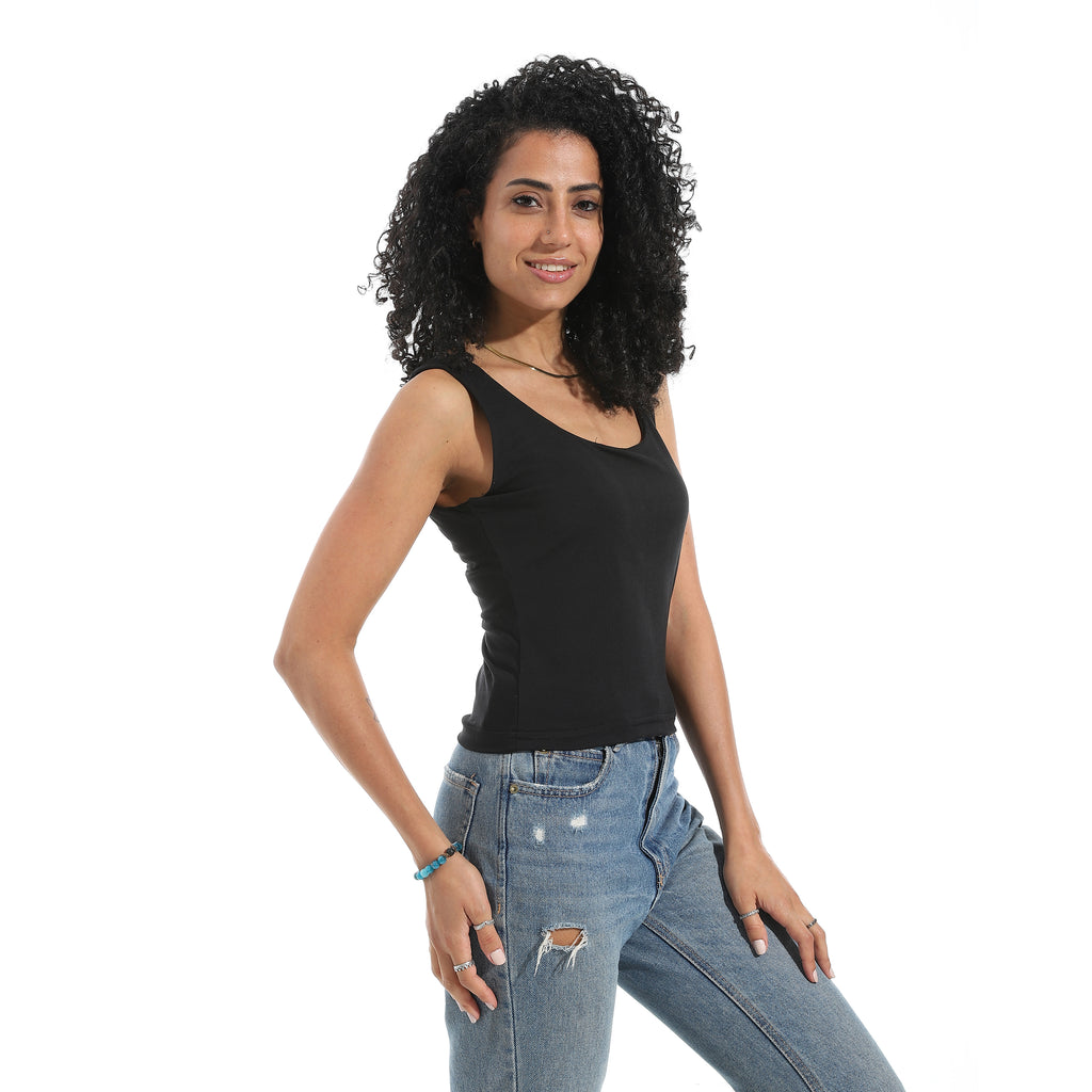 Black Cut Sleeve Top