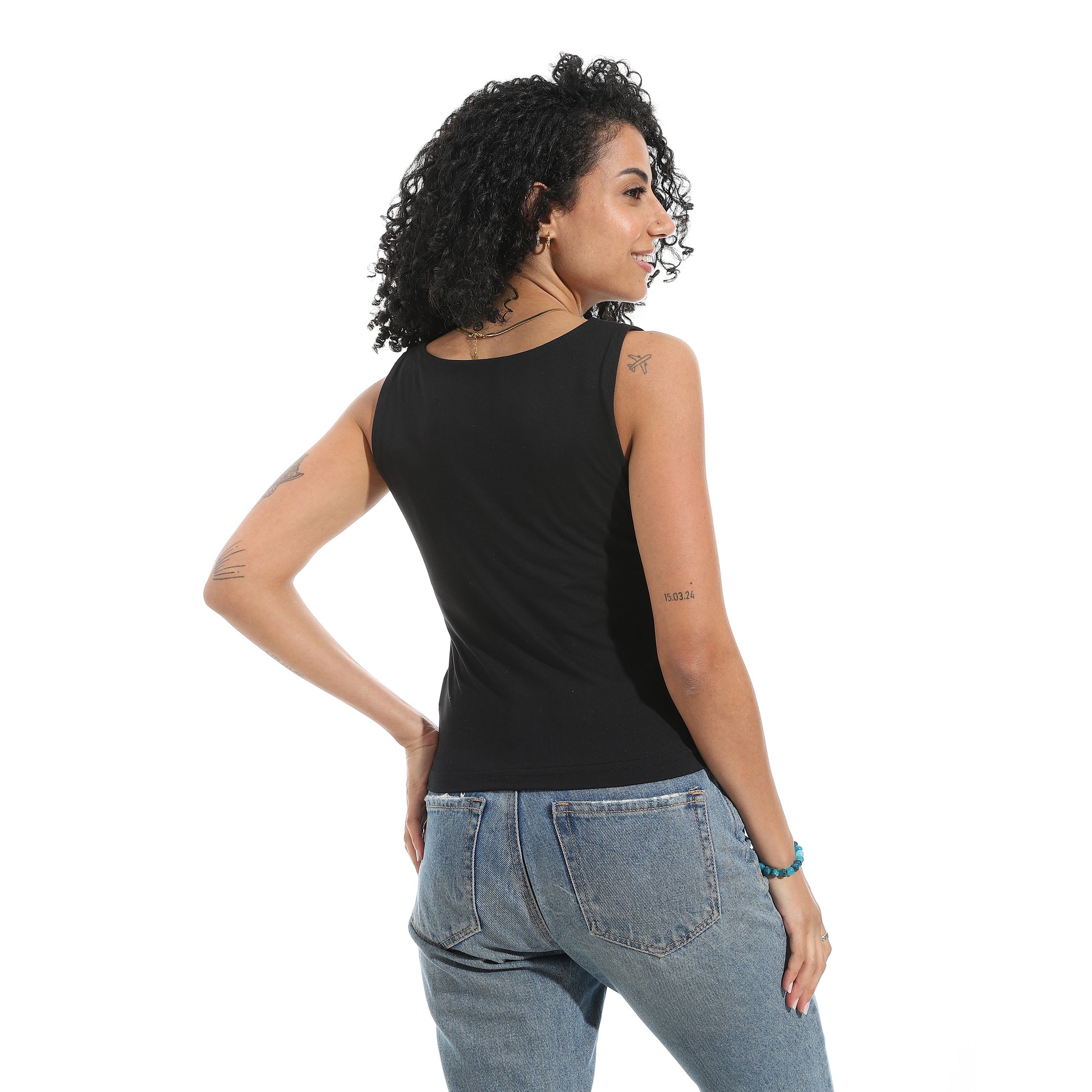 Black Cut Sleeve Top