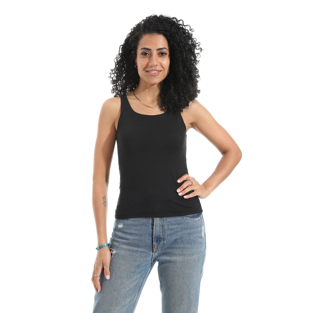 Black Cut Sleeve Top
