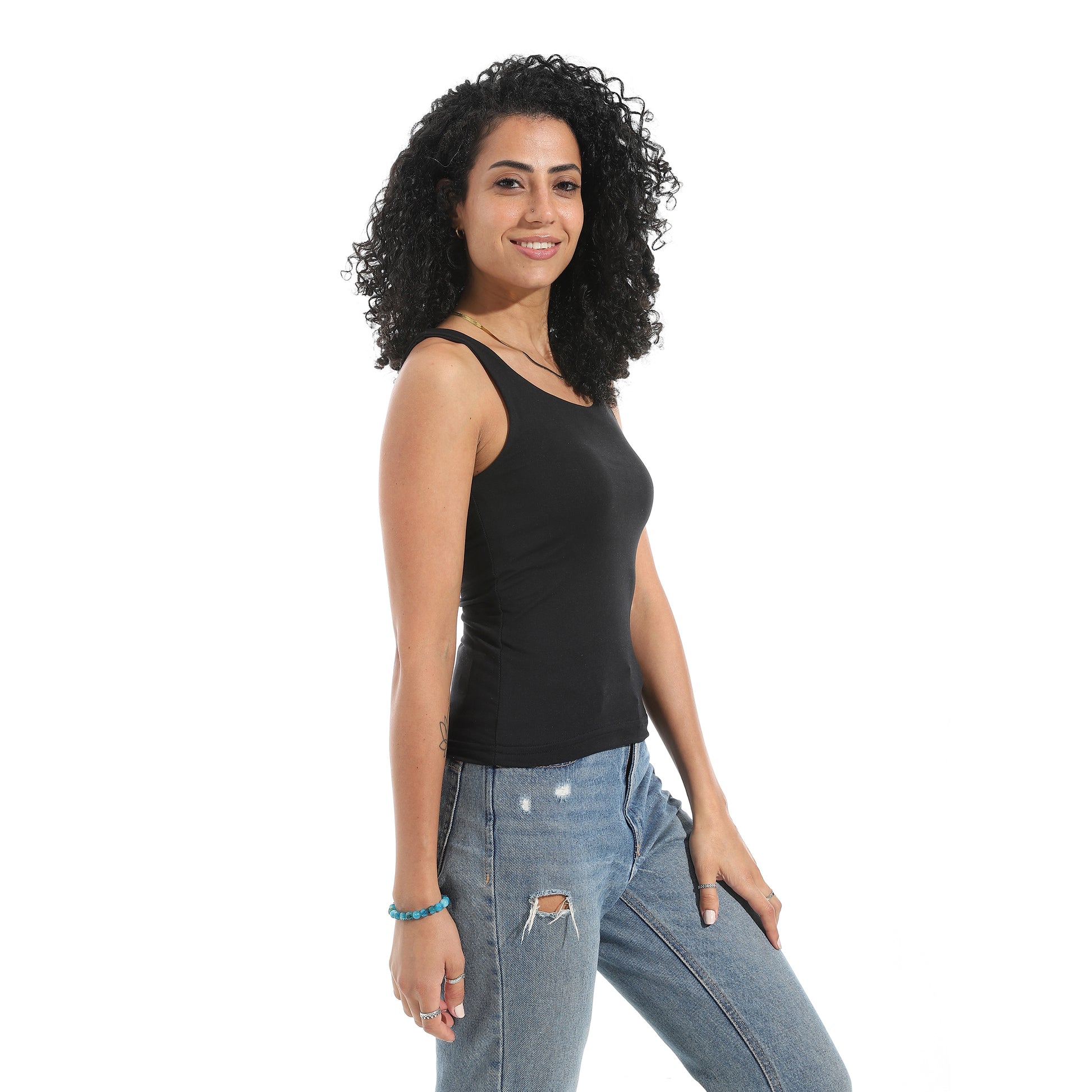 Black Cut Sleeve Top