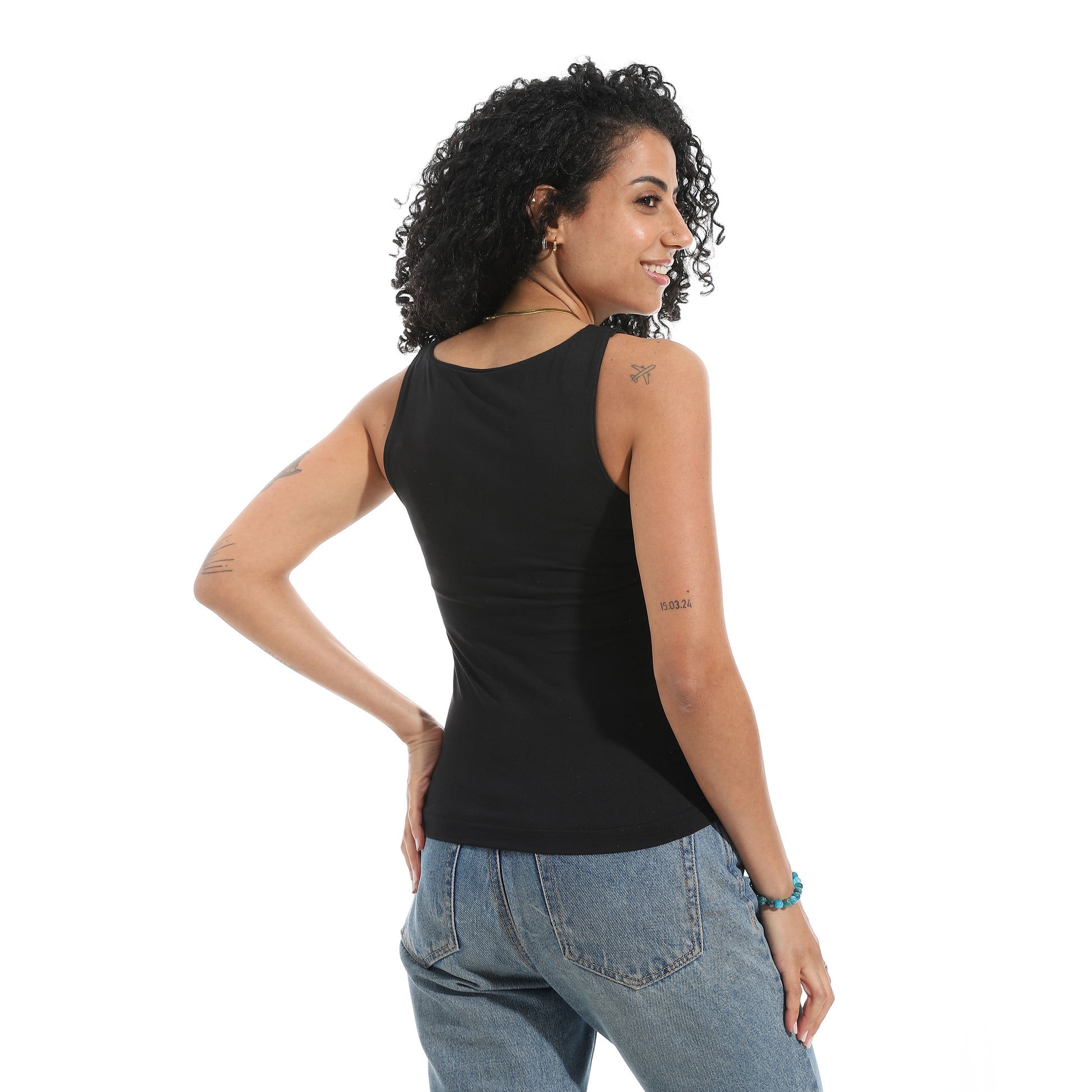 Black Cut Sleeve Top