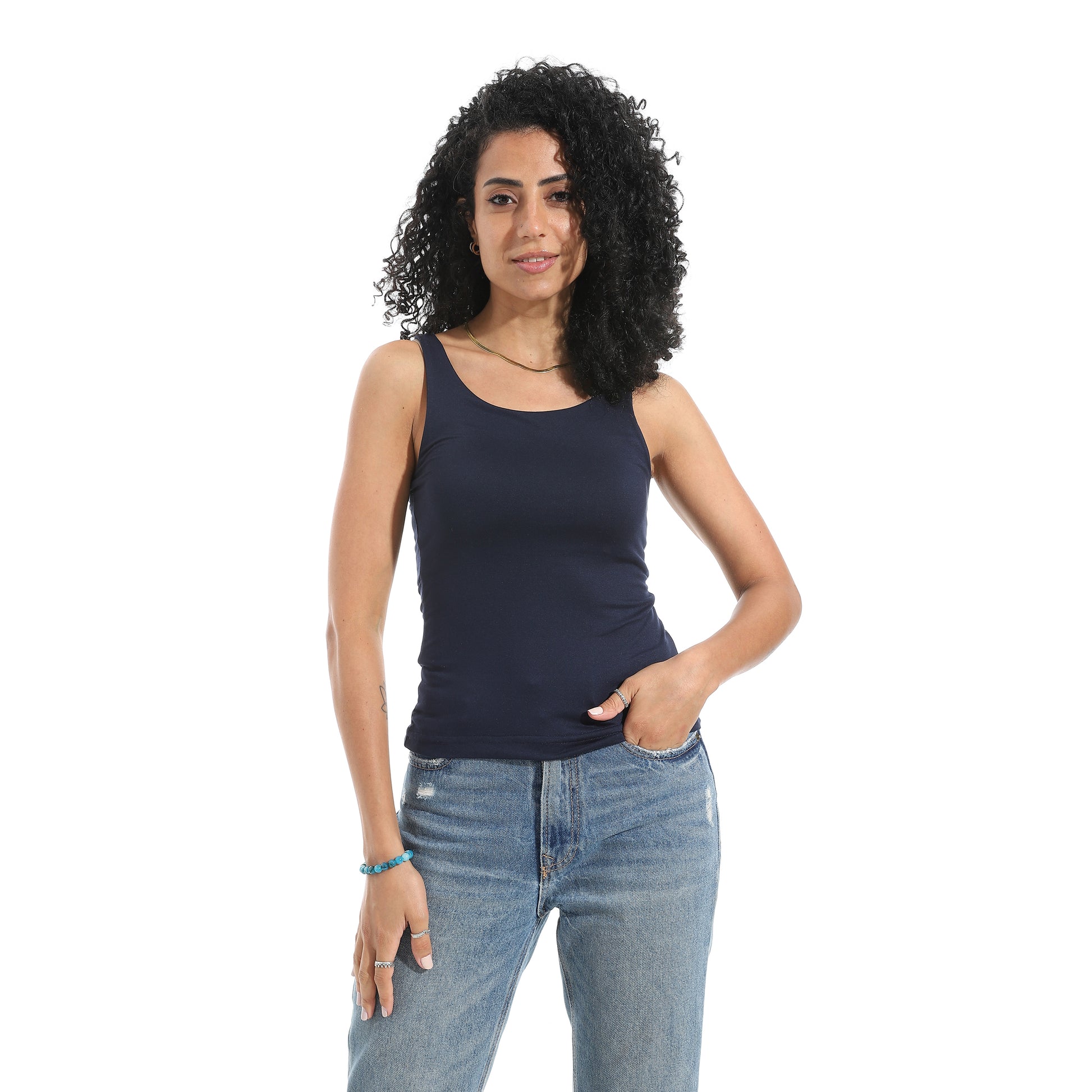 Navy Cut Sleeve Top