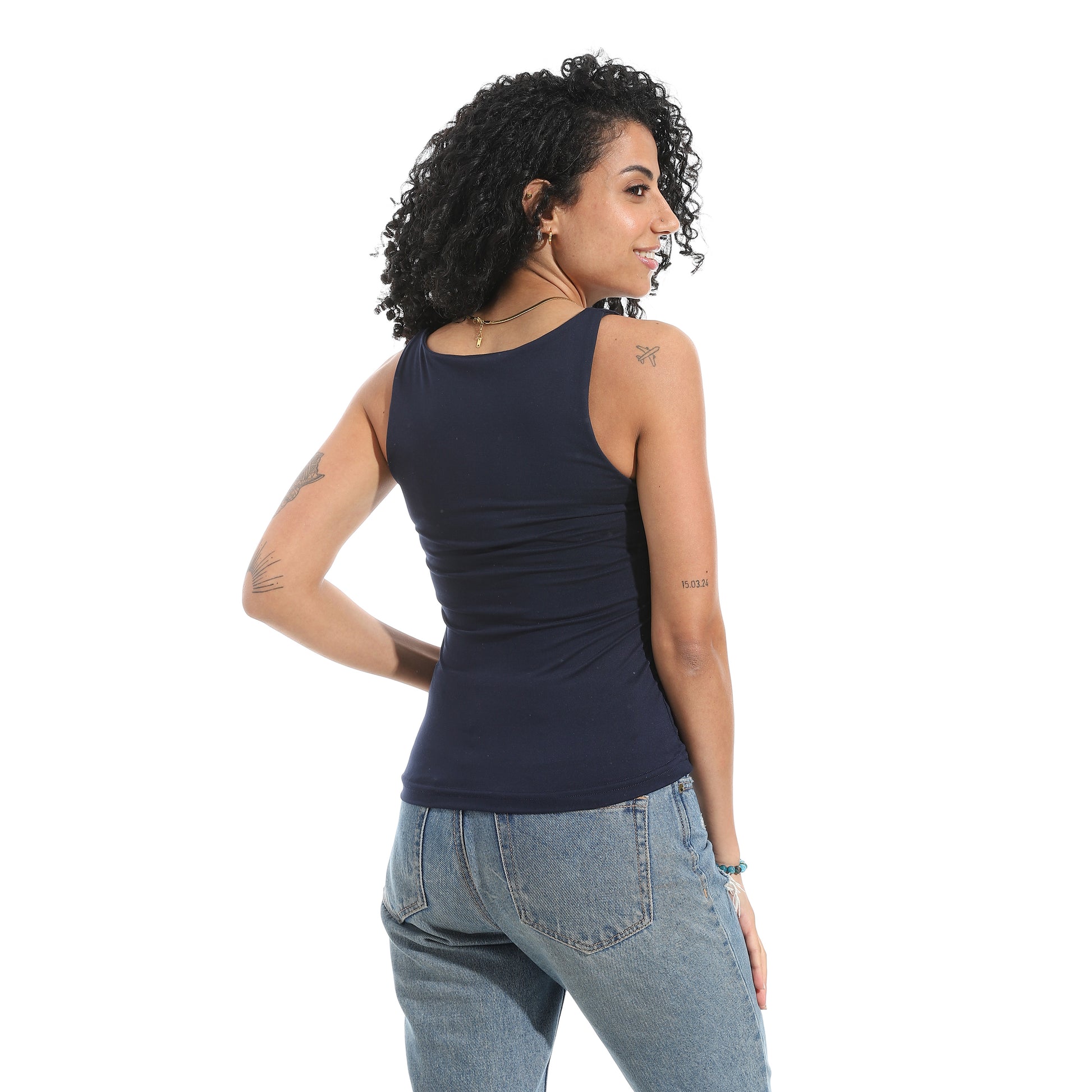 Navy Cut Sleeve Top