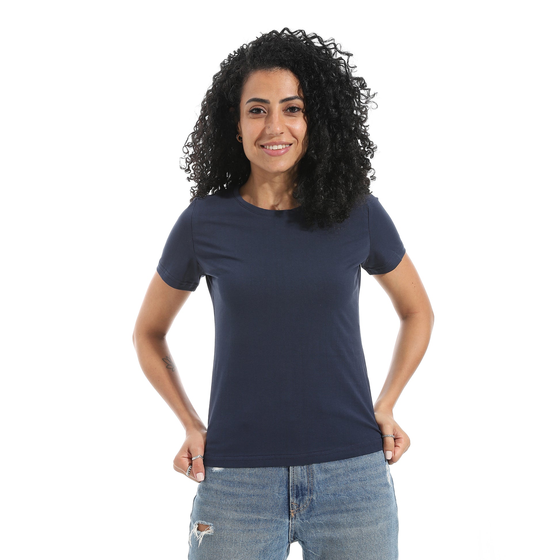 Navy Short Sleeve Top