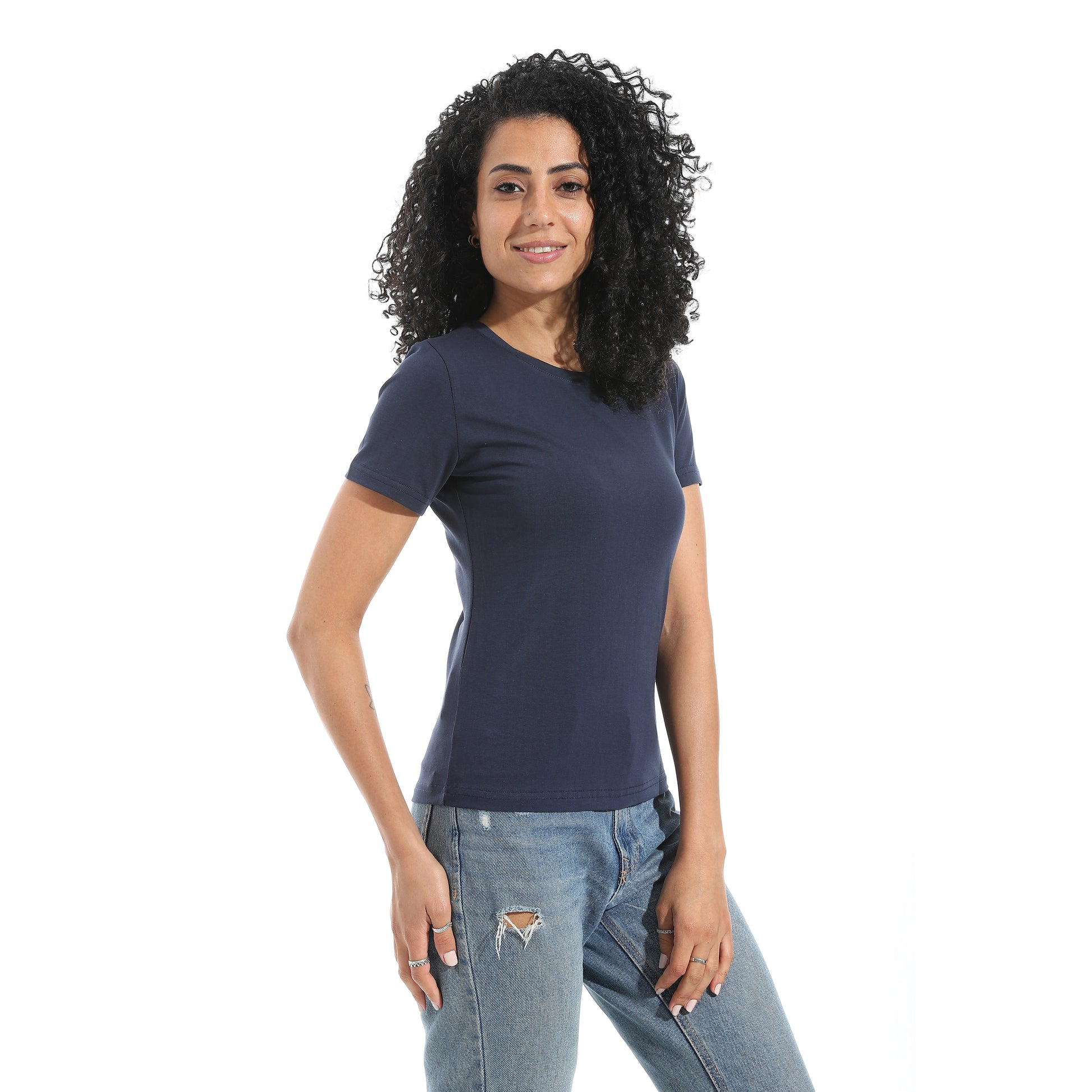 Navy Short Sleeve Top