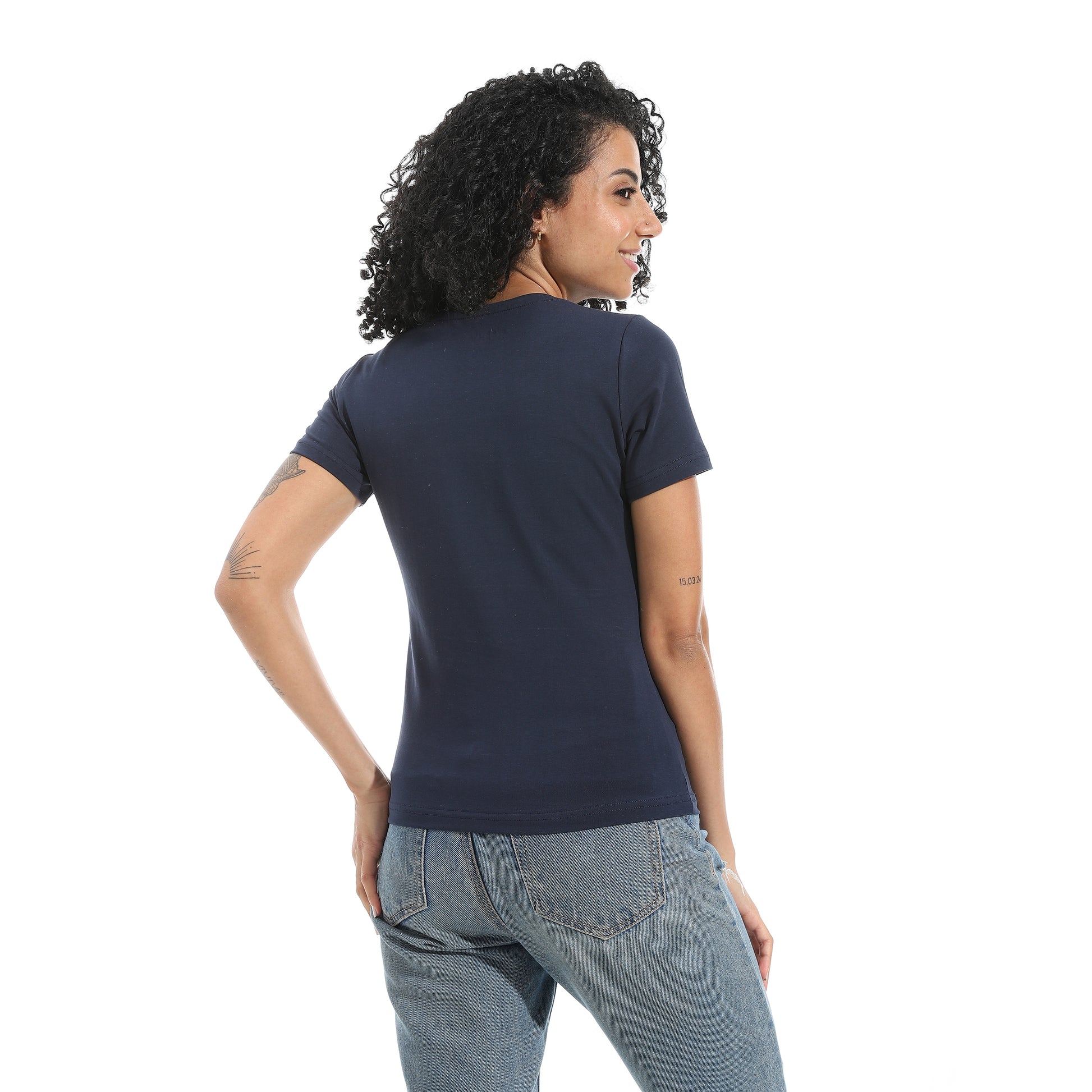 Navy Short Sleeve Top