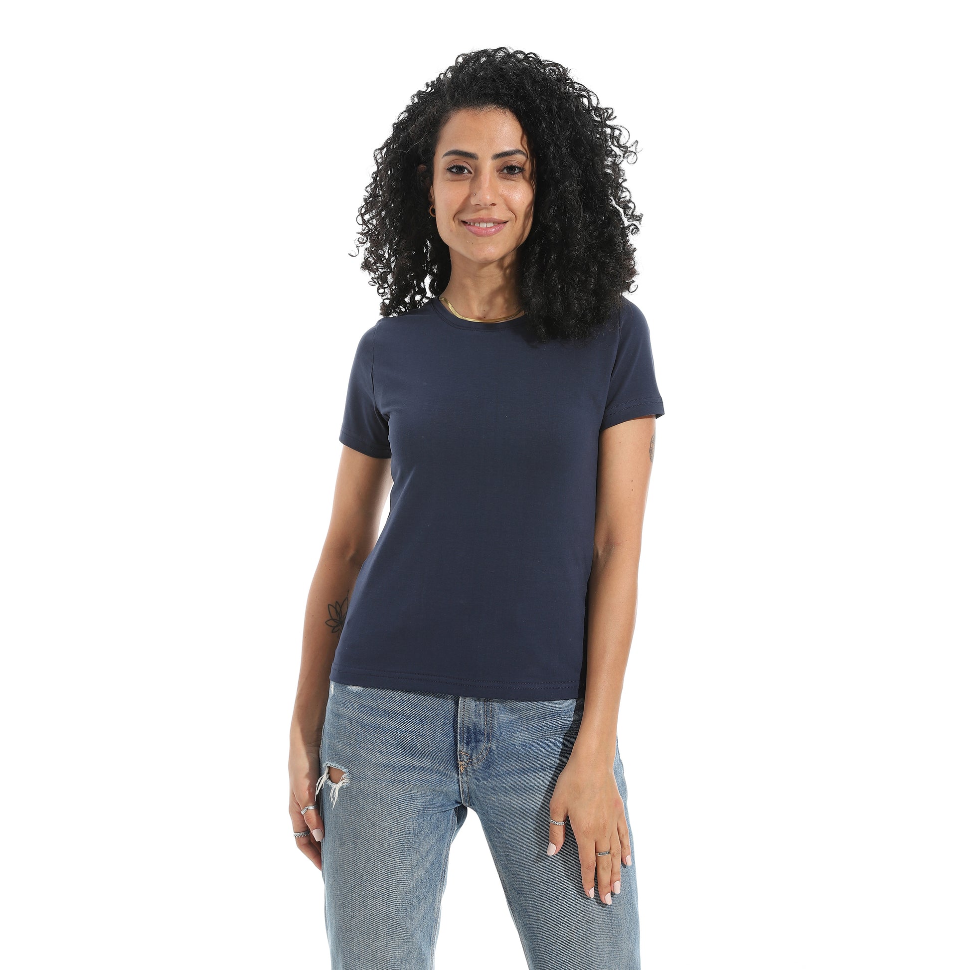 Navy Short Sleeve Top