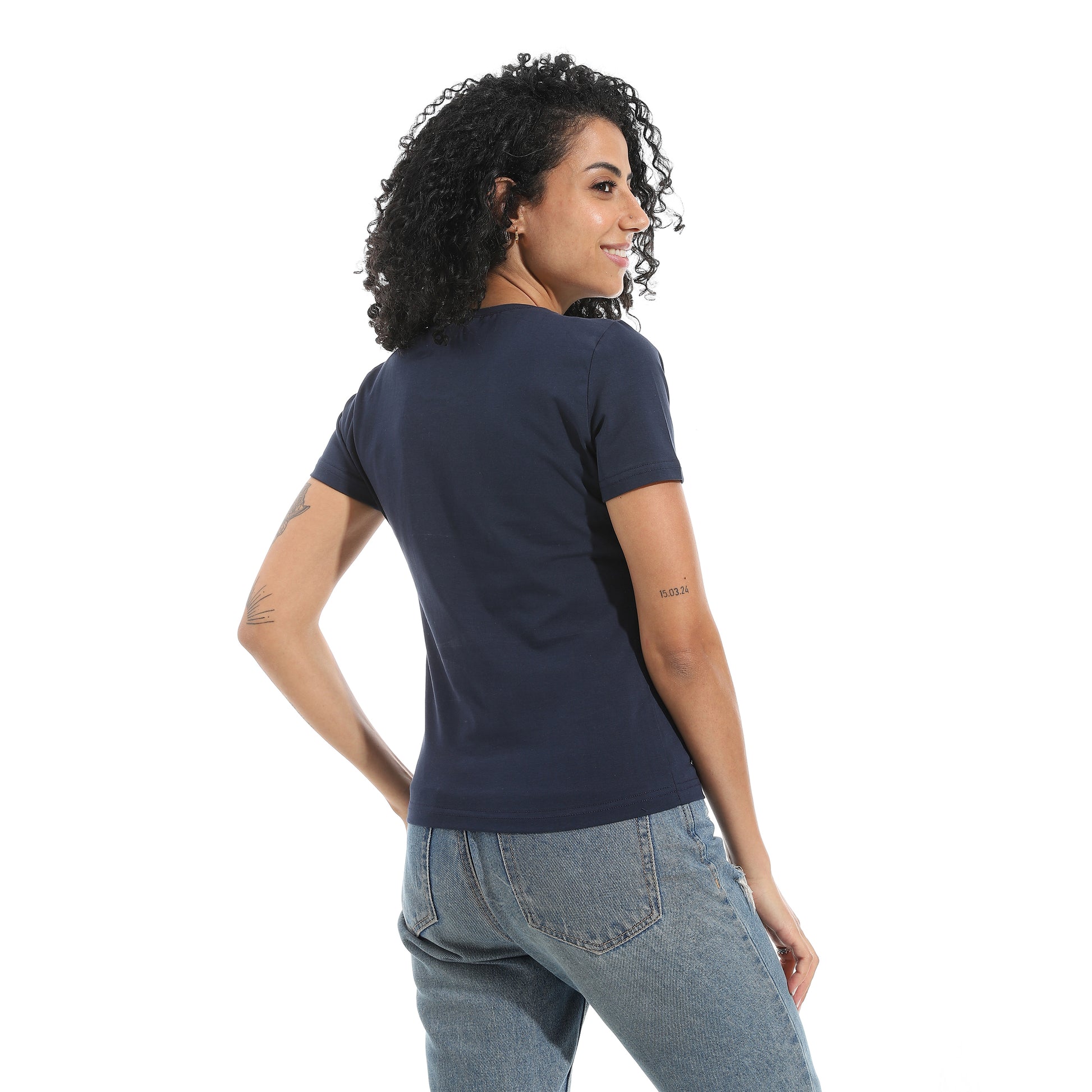 Navy Short Sleeve Top